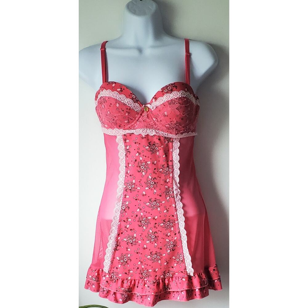 Jessica Simpson Womens Floral Push Up Slip Dress Size Medium Lingerie Sexy Boho